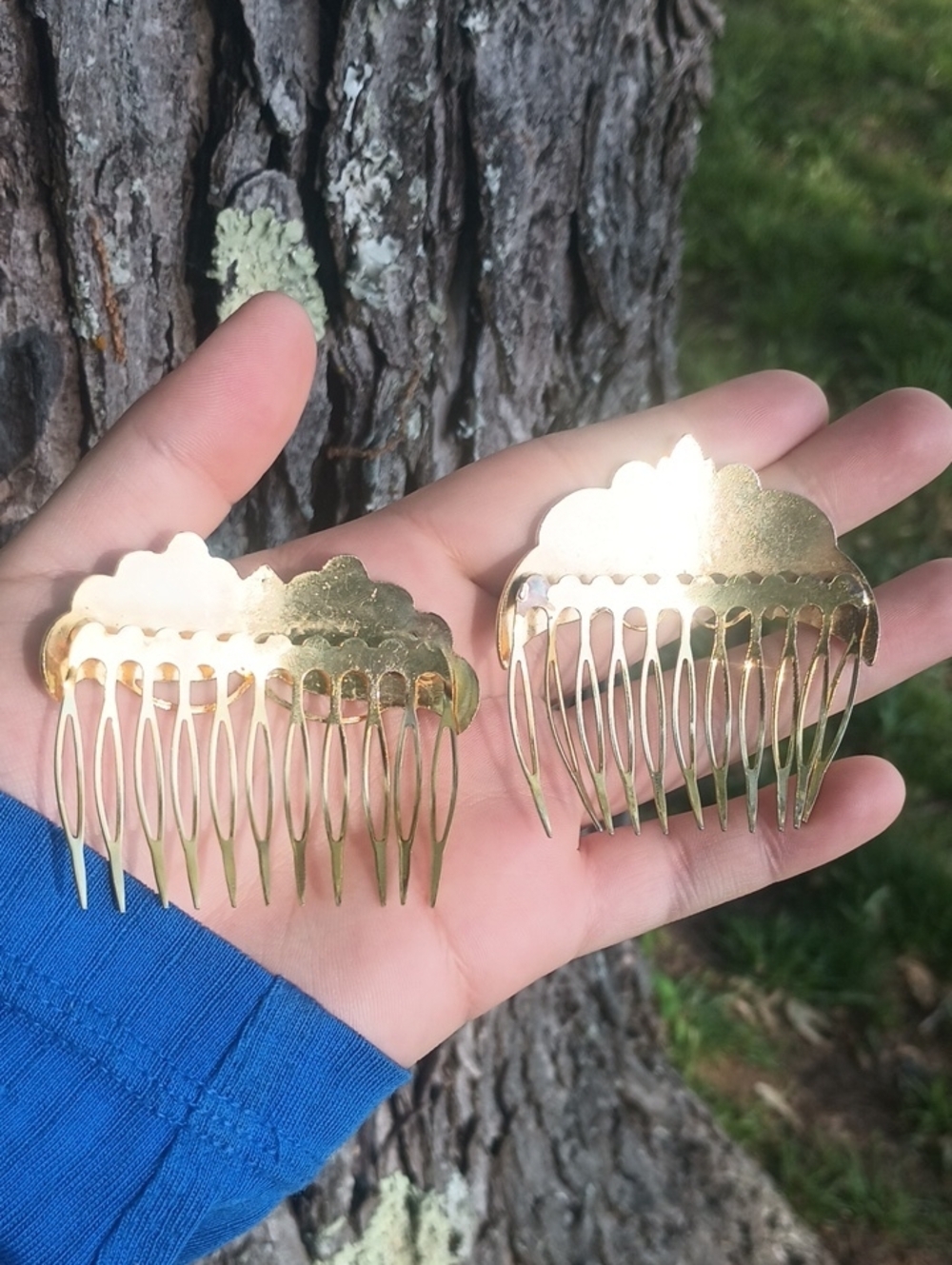 (2) Vintage Cloisonné Butterfly Hair Combs - Picture 3 of 5